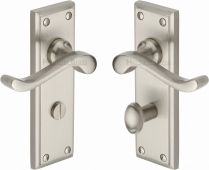 W3220-SN Heritage Brass Door Handle For Bathroom Edwardian Design Satin Nickel Finish