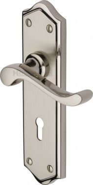 Click Here To Enlarge This Photo Of W4200-MC Heritage Brass Door Handle Lever Lock Buckingham Design Mercury Finish