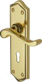 W4200-PB Heritage Brass Door Handle Lever Lock Buckingham Design Polished Brass Finish