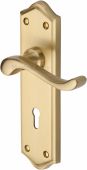 W4200-SB Heritage Brass Door Handle Lever Lock Buckingham Design Satin Brass Finish