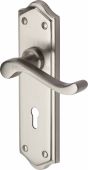 W4200-SN Heritage Brass Door Handle Lever Lock Buckingham Design Satin Nickel Finish