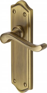 Click Here To Enlarge This Photo Of W4210-AT Heritage Brass Door Handle Lever Latch Buckingham Design Antique Brass Finish