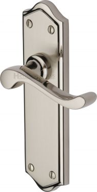 Click Here To Enlarge This Photo Of W4210-MC Heritage Brass Door Handle Lever Latch Buckingham Design Mercury Finish