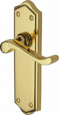 Click Here To Enlarge This Photo Of W4210-PB Heritage Brass Door Handle Lever Latch Buckingham Design Polished Brass Finish