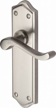 Click Here To Enlarge This Photo Of W4210-SN Heritage Brass Door Handle Lever Latch Buckingham Design Satin Nickel Finish