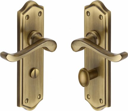 Click Here To Enlarge This Photo Of W4220-AT Heritage Brass Door Handle For Bathroom Buckingham Design Antique Brass Finish
