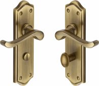W4220-AT Heritage Brass Door Handle For Bathroom Buckingham Design Antique Brass Finish