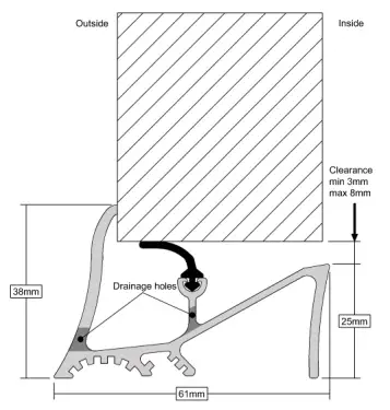 Click Here To Enlarge This Photo Of Stormguard Superseal Rubber Threshold Door Sill 914mm Gold (04CP0110914G)