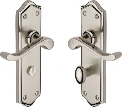Click Here To Enlarge This Photo Of W4220-MC Heritage Brass Door Handle For Bathroom Buckingham Design Mercury Finish