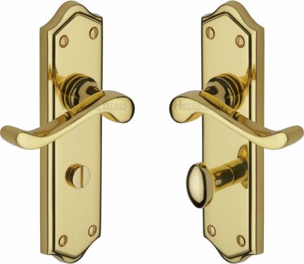 Click Here To Enlarge This Photo Of W4220-PB Heritage Brass Door Handle For Bathroom Buckingham Design Polished Brass Finish