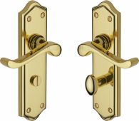 W4220-PB Heritage Brass Door Handle For Bathroom Buckingham Design Polished Brass Finish