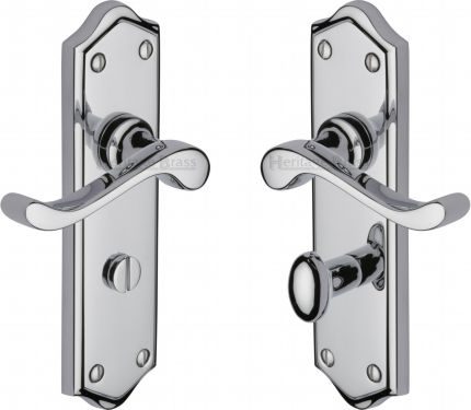 Click Here To Enlarge This Photo Of W4220-PC Heritage Brass Door Handle For Bathroom Buckingham Design Polished Chrome Finish