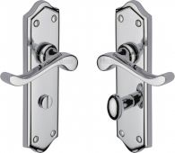 W4220-PC Heritage Brass Door Handle For Bathroom Buckingham Design Polished Chrome Finish