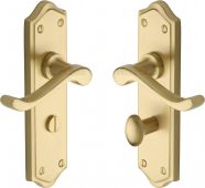 W4220-SB Heritage Brass Door Handle For Bathroom Buckingham Design Satin Brass Finish