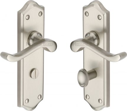 Click Here To Enlarge This Photo Of W4220-SN Heritage Brass Door Handle For Bathroom Buckingham Design Satin Nickel Finish