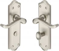 W4220-SN Heritage Brass Door Handle For Bathroom Buckingham Design Satin Nickel Finish