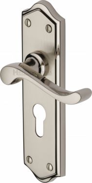 Click Here To Enlarge This Photo Of W4248-MC Heritage Brass Door Handle For Euro Profile Plate Buckingham Design Mercury Finish