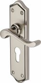 W4248-MC Heritage Brass Door Handle For Euro Profile Plate Buckingham Design Mercury Finish