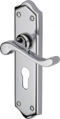 W4248-PC Heritage Brass Door Handle For Euro Profile Plate Buckingham Design Polished Chrome Finish