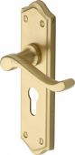 W4248-SB Heritage Brass Door Handle For Euro Profile Plate Buckingham Design Satin Brass Finish