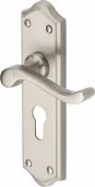W4248-SN Heritage Brass Door Handle For Euro Profile Plate Buckingham Design Satin Nickel Finish