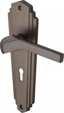 Click Here To Enlarge This Photo Of WAL6500-MB Heritage Brass Door Handle Lever Lock Waldorf Design Matt Bronze Finish
