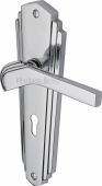 WAL6500-PC Heritage Brass Door Handle Lever Lock Waldorf Design Polished Chrome Finish