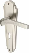 WAL6500-SN Heritage Brass Door Handle Lever Lock Waldorf Design Satin Nickel Finish
