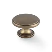 AW849-38-AB - Alexander & Wilks 38mm Cambridge Round Cupboard Knob - Antique Brass