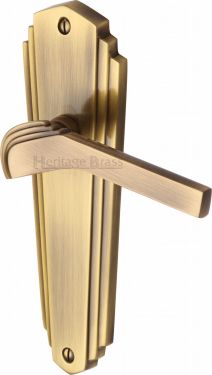 Click Here To Enlarge This Photo Of WAL6510-AT Heritage Brass Door Handle Lever Latch Waldorf Design Antique Brass Finish