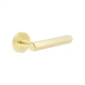 JV849SB Frelan Hardware Jedo 'Hex' Lever Handles on Round Rose - Satin Brass