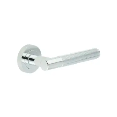 Click Here To Enlarge This Photo Of JV852PC Frelan Hardware Jedo 'Venice' Lever Handles on Round Rose - Polished Chrome