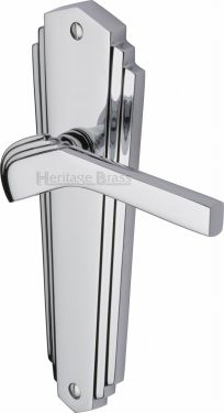 Click Here To Enlarge This Photo Of WAL6510-PC Heritage Brass Door Handle Lever Latch Waldorf Design Polished Chrome Finish