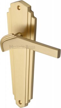 Click Here To Enlarge This Photo Of WAL6510-SB Heritage Brass Door Handle Lever Latch Waldorf Design Satin Brass Finish
