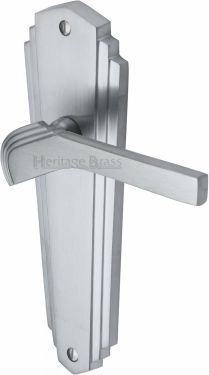 Click Here To Enlarge This Photo Of WAL6510-SC Heritage Brass Door Handle Lever Latch Waldorf Design Satin Chrome Finish