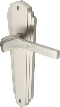 Click Here To Enlarge This Photo Of WAL6510-SN Heritage Brass Door Handle Lever Latch Waldorf Design Satin Nickel Finish