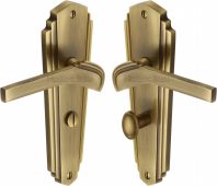 WAL6530-AT Heritage Brass Door Handle For Bathroom Waldorf Design Antique Brass Finish