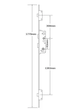 Click Here To Enlarge This Photo Of L24331 - GU Secury A2 1770 Auto-Locking Latch & Deadbolt Single Spindle Multipoint Lock - 2 Deadlocks - 45/92 - 20mm Radius Faceplate (6-36037-44-0-1)
