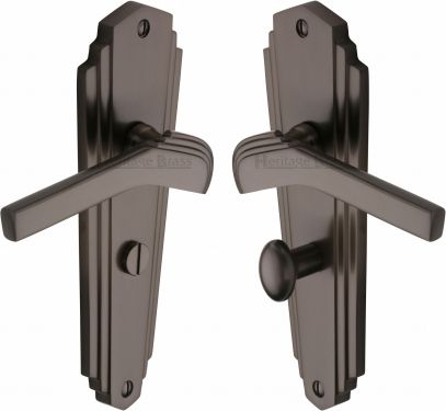 Click Here To Enlarge This Photo Of WAL6530-MB Heritage Brass Door Handle For Bathroom Waldorf Design Matt Bronze Finish
