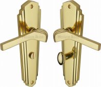 WAL6530-PB Heritage Brass Door Handle For Bathroom Waldorf Design Polished Brass Finish