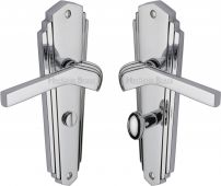 WAL6530-PC Heritage Brass Door Handle For Bathroom Waldorf Design Polished Chrome Finish