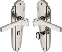 WAL6530-PNF Heritage Brass Door Handle For Bathroom Waldorf Design Polished Nickel Finish