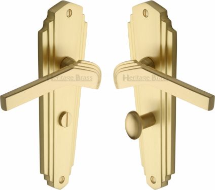 Click Here To Enlarge This Photo Of WAL6530-SB Heritage Brass Door Handle For Bathroom Waldorf Design Satin Brass Finish