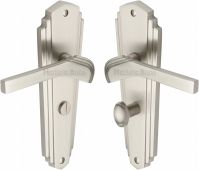 WAL6530-SN Heritage Brass Door Handle For Bathroom Waldorf Design Satin Nickel Finish