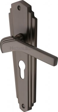 Click Here To Enlarge This Photo Of WAL6548-MB Heritage Brass Door Handle For Euro Profile Plate Waldorf Design Matt Bronze Finish