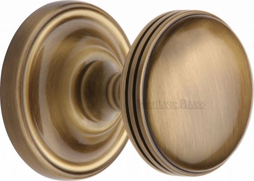 Click Here To Enlarge This Photo Of WHI6429-AT Heritage Brass Mortice Knob on Rose Whitehall Design Antique Brass Finish