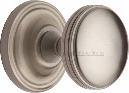 Click Here To Enlarge This Photo Of WHI6429-SN Heritage Brass Mortice Knob on Rose Whitehall Design Satin Nickel Finish