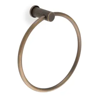 AW451AB - Alexander & Wilks Brunel Diamond Knurled Towel Ring - Antique Brass