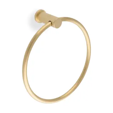 Click Here To Enlarge This Photo Of AW451SBPVD - Alexander & Wilks Brunel Diamond Knurled Towel Ring - Satin Brass PVD