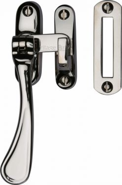 Click Here To Enlarge This Photo Of V1003 MP/HP-PNF Heritage Brass Casement Window Fastener Spoon Pattern Polished Nickel Finish